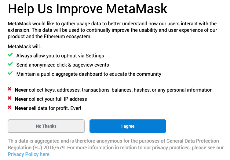 Help us improve MetaMask screen