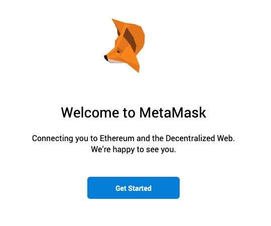 La schermata iniziale di MetaMask