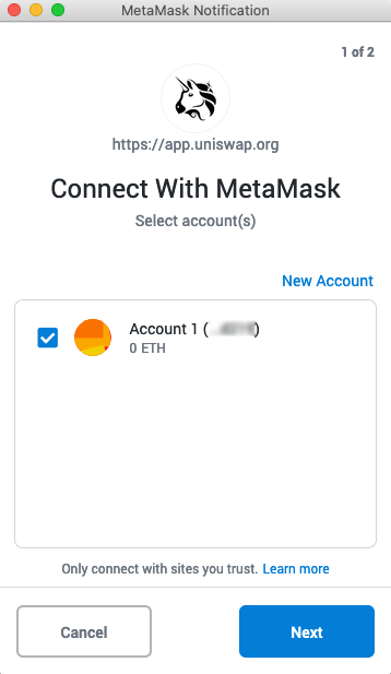 MetaMask Uniswap screen