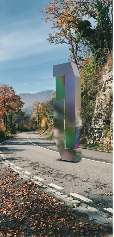 Un miroir NFT exposé sur une route suisse