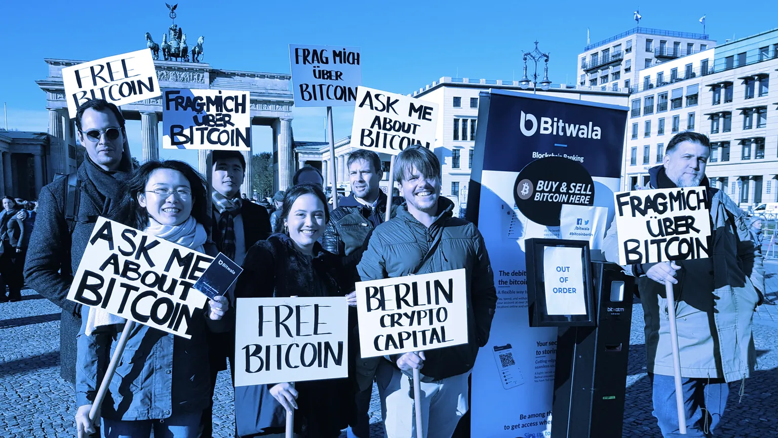 The Bitwala crew is taking this protest extremely seriously. IMAGE SOURCE: Bitwala