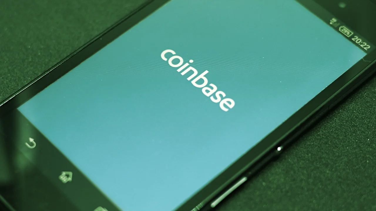 The Coinbase logo on a mobile phone. Image: Shutterstock.