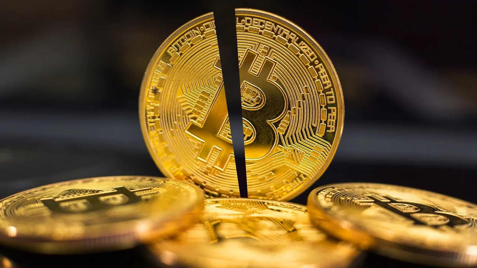 Gold Bitcoin Token split in half