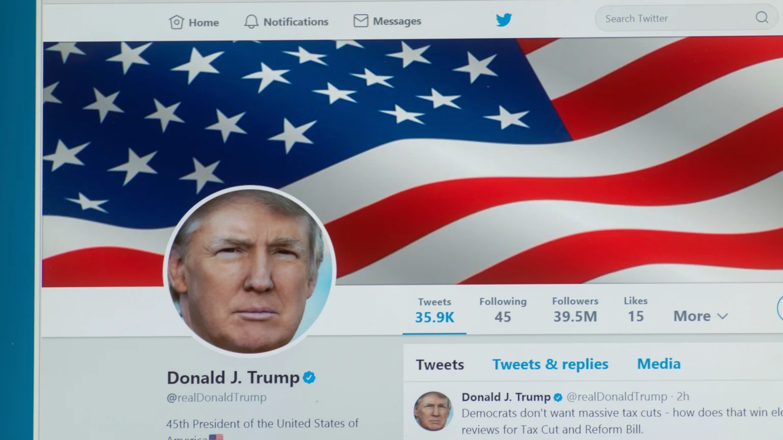 Donald Trump's Twitter profile