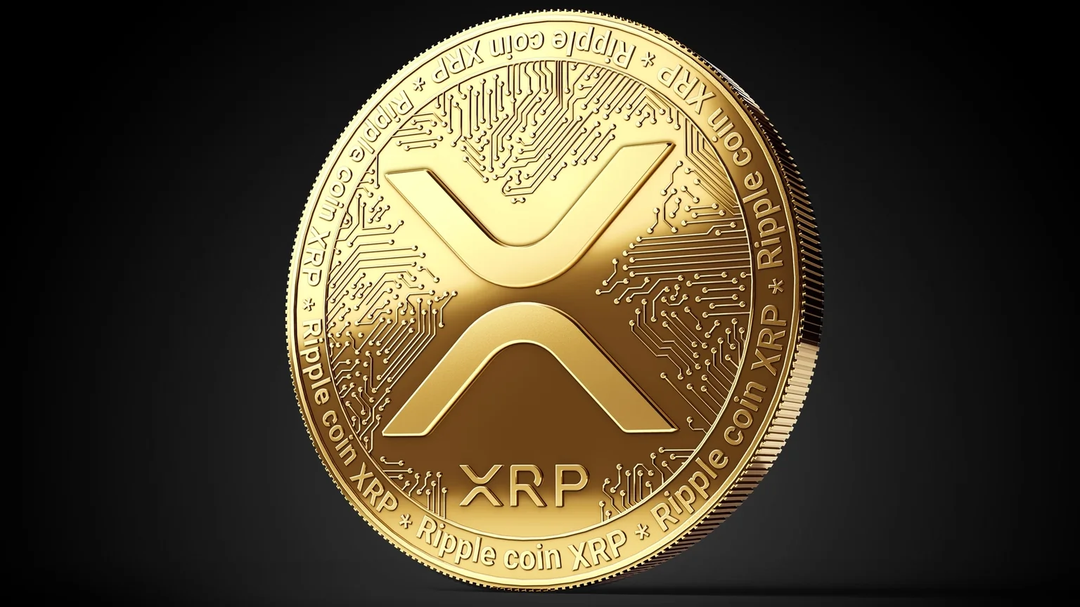 XRP coin on black background