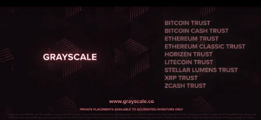 Grayscale only mentioned actual cryptocurrencies via an image at the very end of its ad. Image: Twitter