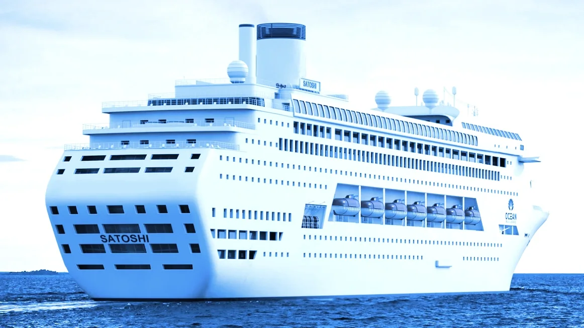 Named after Satoshi Nakamoto, the "Crypto Cruise Ship" is heading to the Gulf of Panama. Image: Ocean Builders