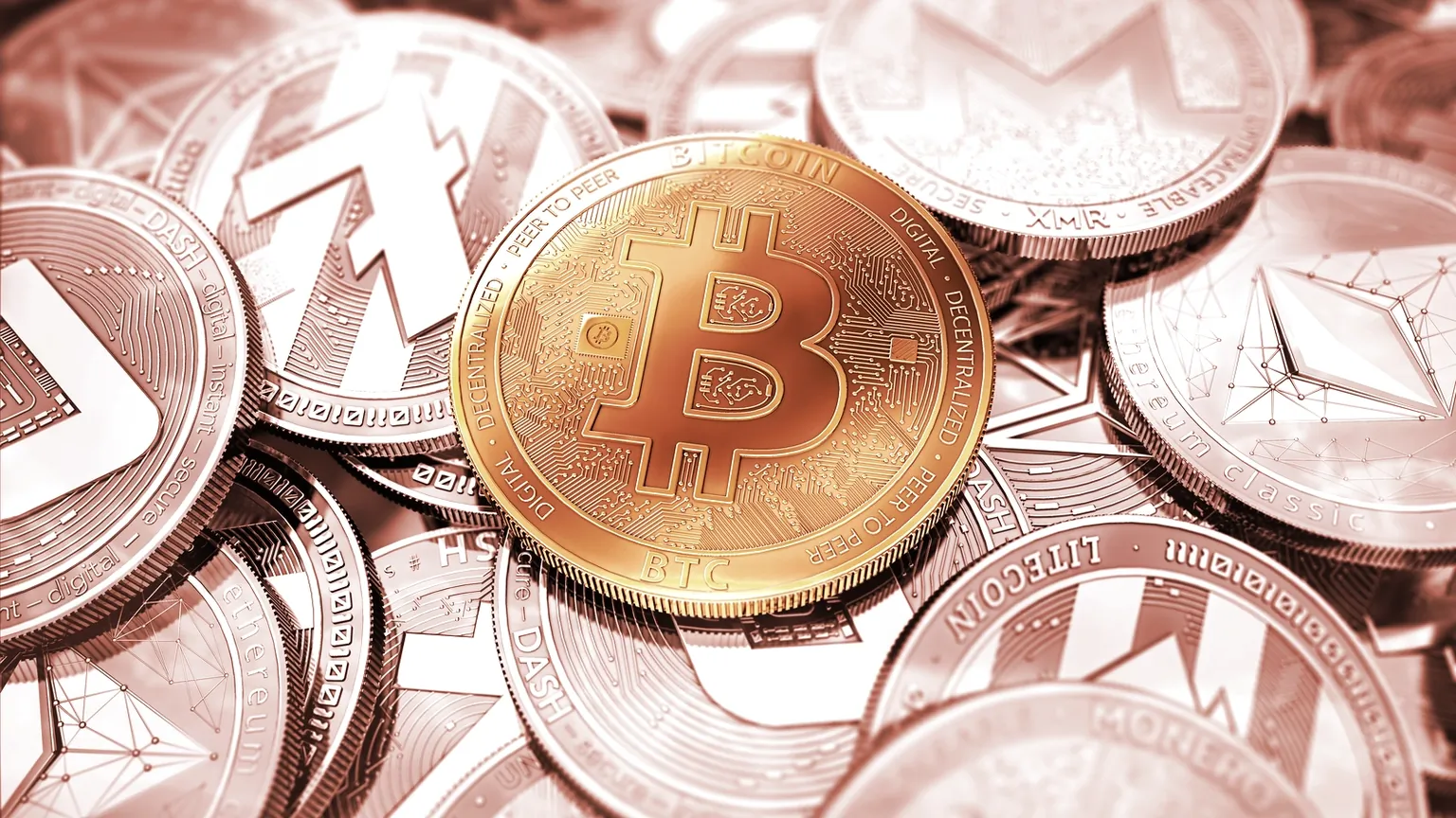 Bitcoin and some altcoins. Image: Shutterstock