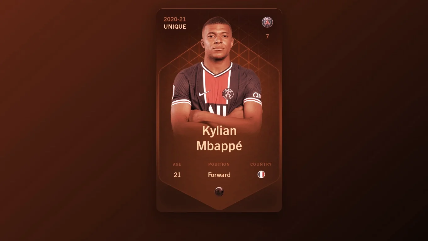 Kylian Mbappé trading card. Image: Sorare