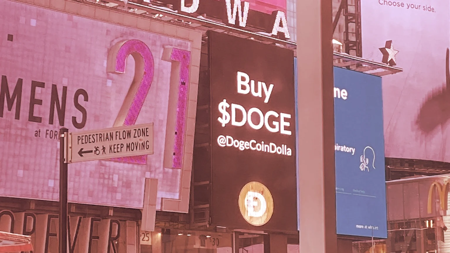 Dogecoin billboard in New York's Time Square. Image: DogeCoinDolla