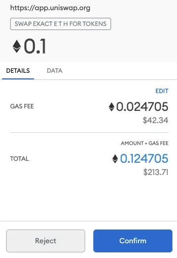 Uniswap "transaction details" screenshot