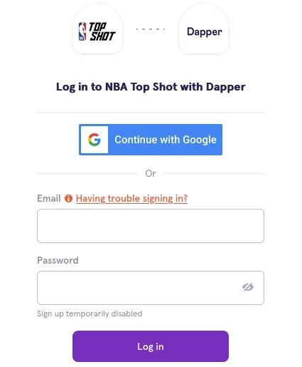 Signing up for Dapper