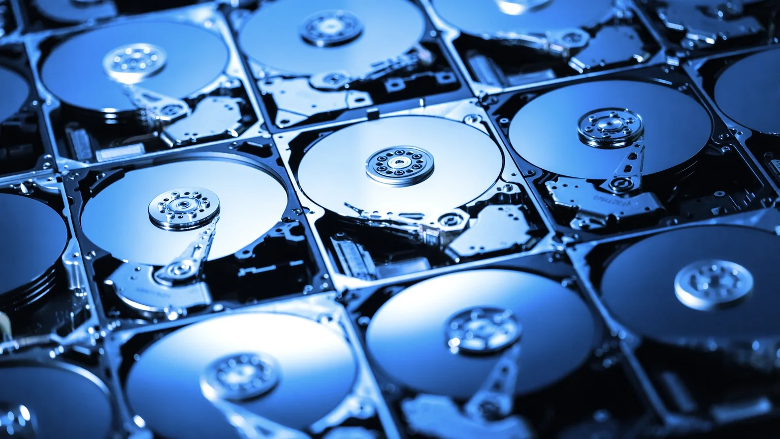 Hard drives are used to "farm" the Chia cryptocurrency. Image: Shutterstock