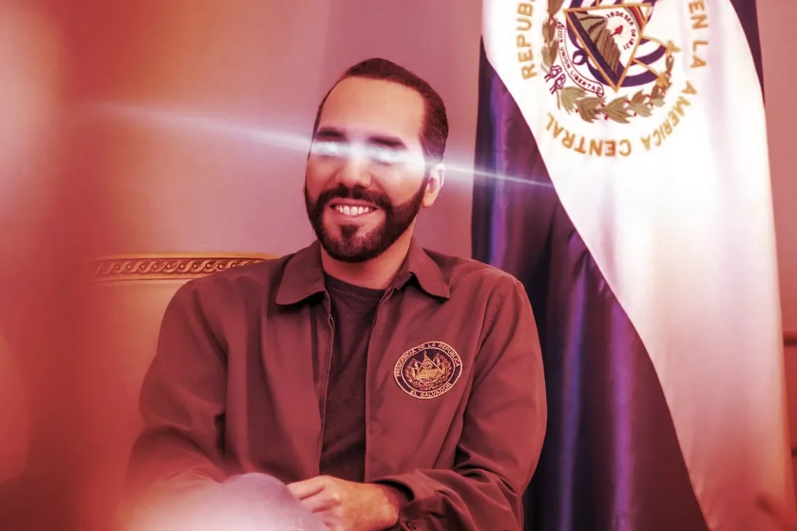 El Salvador President Nayib Bukele, with Bitcoin Twitter laser eyes. (Image via Nayib Bukele on Twitter)