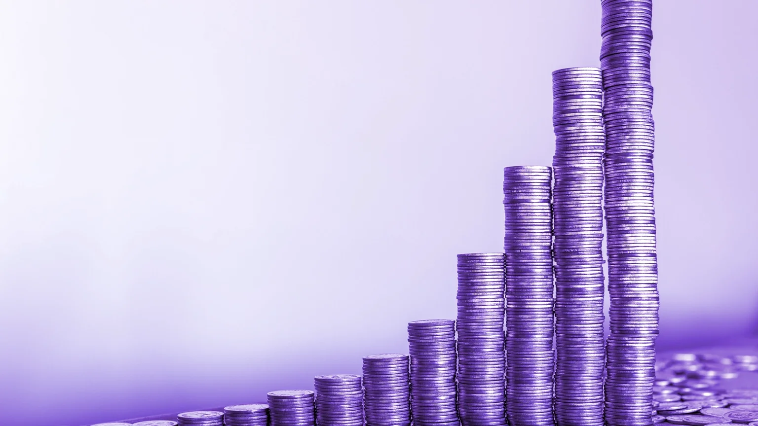 Power of compound interest on your savings illustrated with coins stacks. Image: Shutterstock