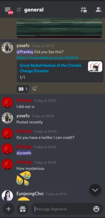 A screenshot of the Discord chat Pranksy shared with Decrypt. Image: Discord