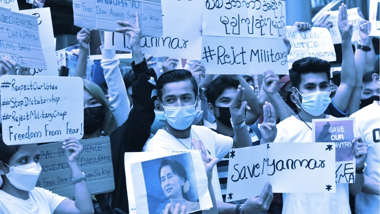 Myanmar demonstrators. Image: Shutterstock