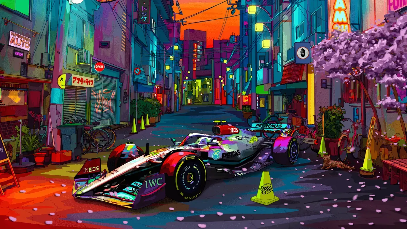A portion of Mad Dog Jones' artwork for F1 driver Lewis Hamilton. Image: Mad Dog Jones