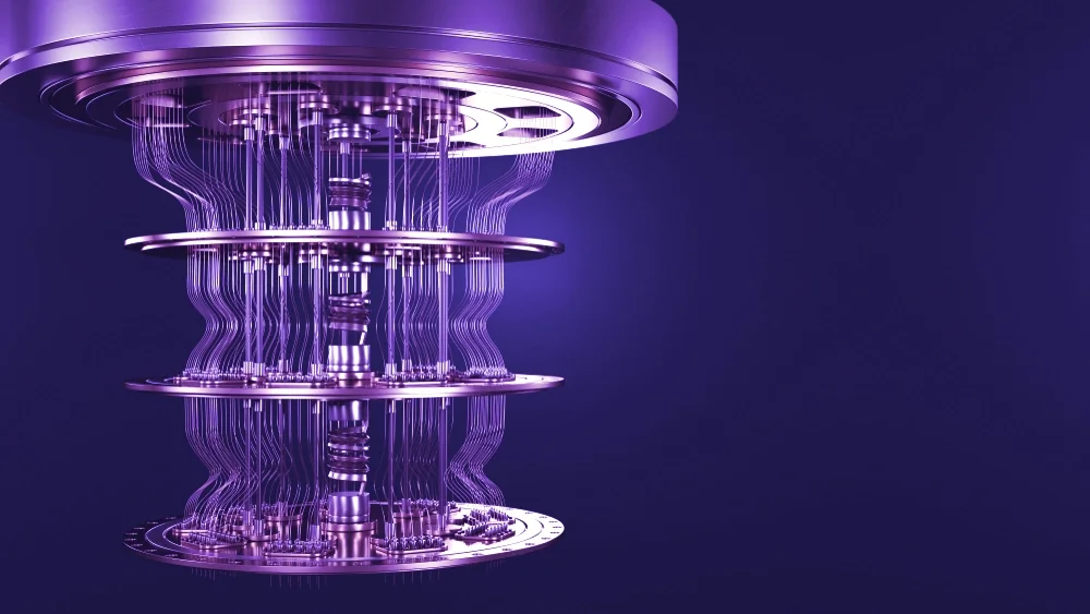 A 3D render of a quantum computer.