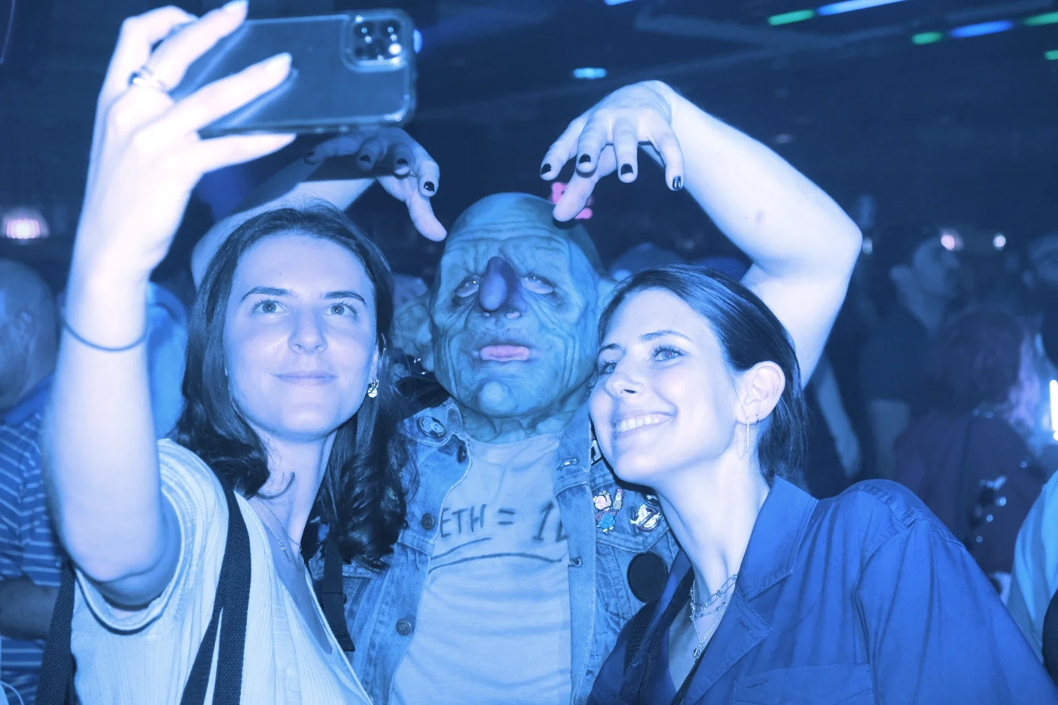 Goblintown NFT partygoers on June 21, 2022 in Manhattan. (Photo: André Beganski / Decrypt)