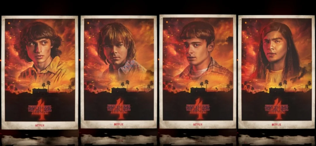 An image showing four posters of Stranger Things characters as NFTs.