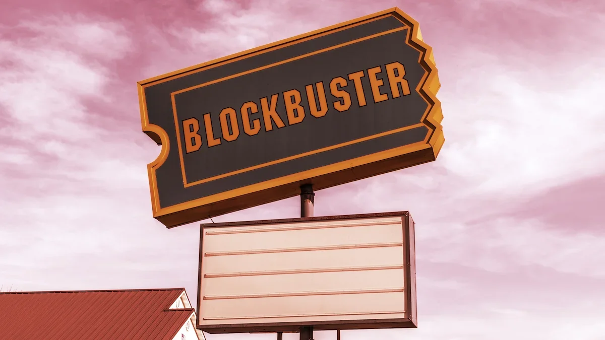 A sign from a shuttered Blockbuster video rental store. Image: Shutterstock