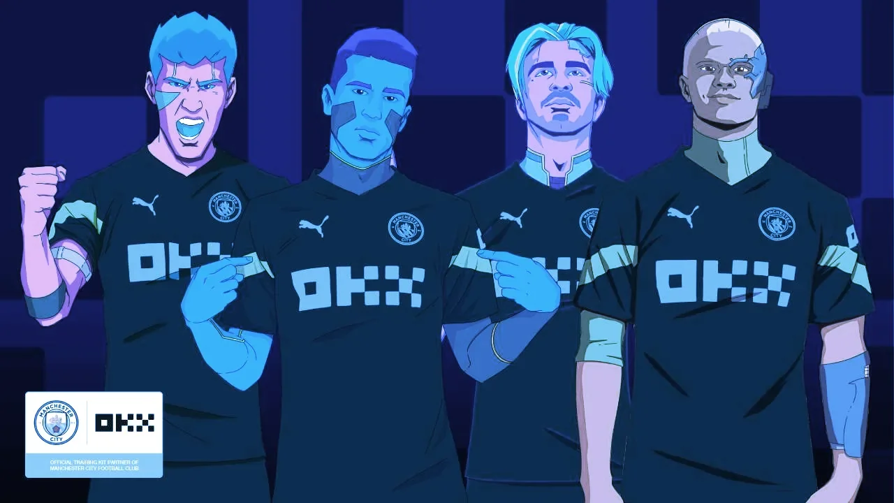 Manchester City signed a sponsorship deal with OKX in March 2022. Image: OKX. 