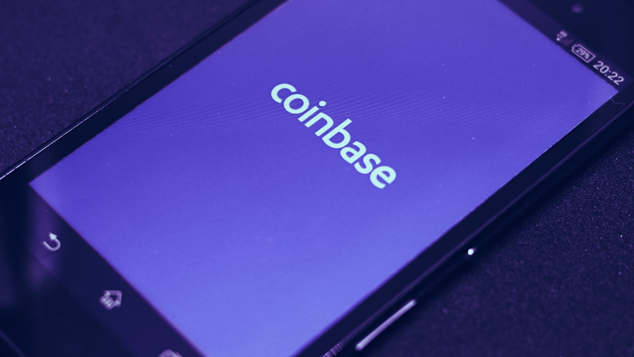 The Coinbase logo on a mobile phone. Image: Shutterstock.
