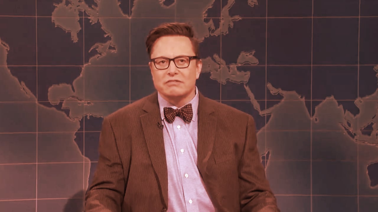 Elon Musk hosted SNL and predictably talked about Dogecoin. Image: SNL/Twitter