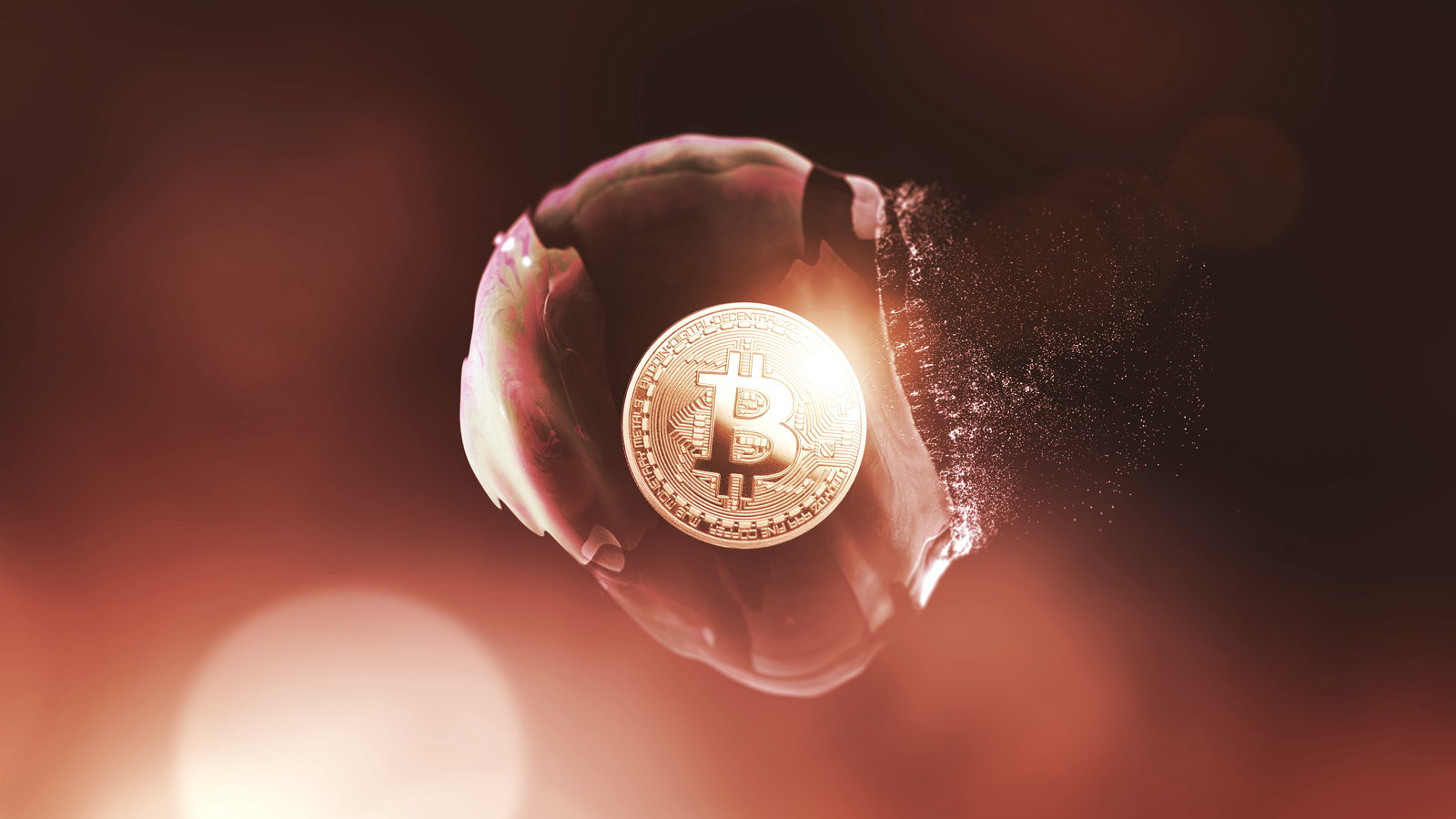 A Bitcoin bubble bursting. Image: Shutterstock