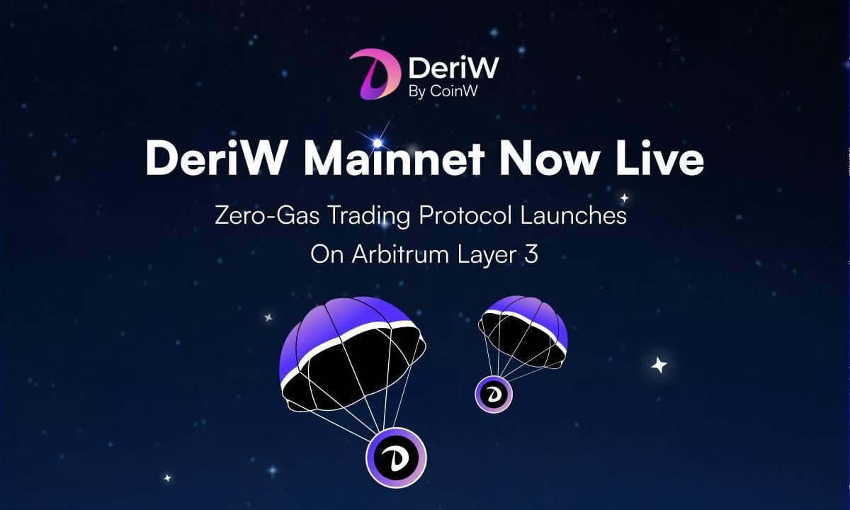 Branding graphic associated with DeriW mainnet announcement